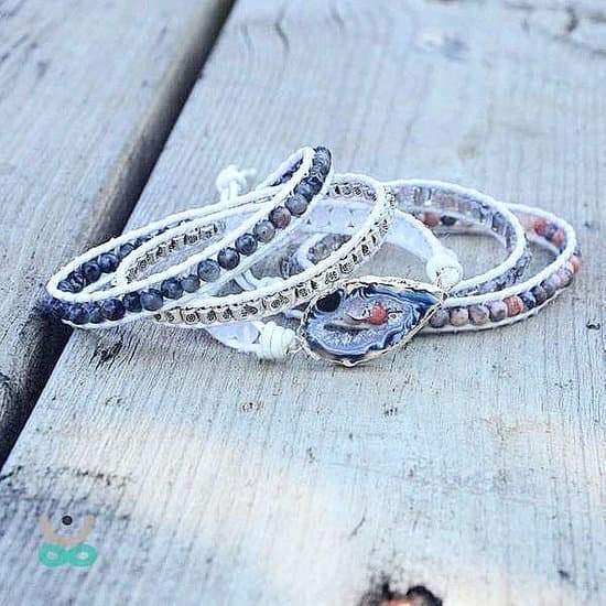 Pulseira Feminina Boho com Pedras Naturais