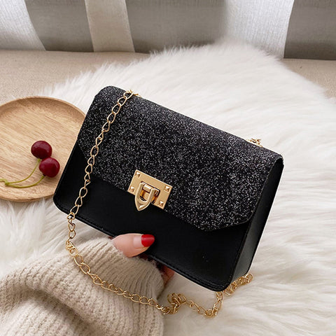 Bolsa Couro Crossbody Mini Glitter