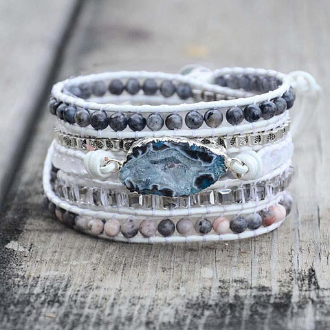 Pulseira Feminina Boho com Pedras Naturais